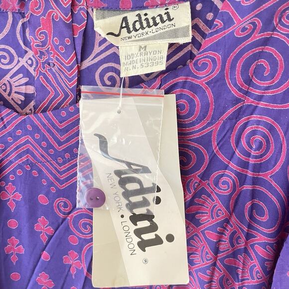 Vintage Purple Pink Batik Sheer Maxi Dress Boho Festival Hippie Witchy Fairy M - Picture 5 of 9